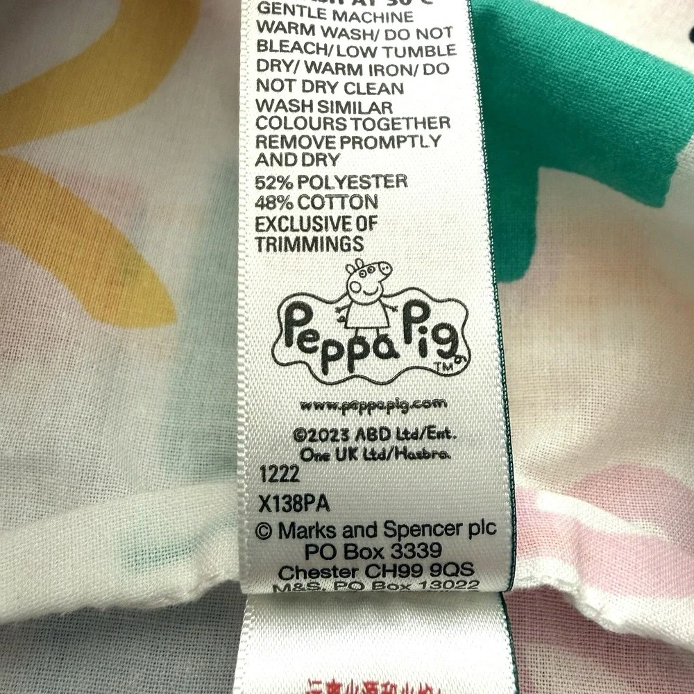 Peppa Pig Marks & Spencer Standard Twin Pillow Case Slip Cover Cotton Blend Pink
